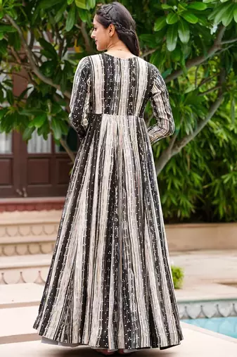 Light grey faux georgette koti style western suit