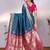 turquoise soft art silk banarasi saree with blouse 