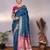 turquoise soft art silk banarasi saree with blouse 