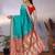turquoise soft art silk banarasi saree with blouse 