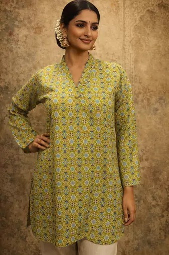 Trending floral digital print muslin silk tunic / stylish short kurti for grilish