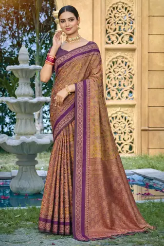 mustard gold soft silk blend woven work traditional saree
