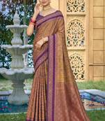 mustard gold soft silk blend woven work traditional saree