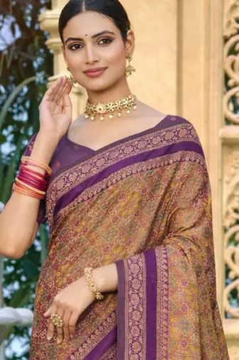 mustard gold soft silk blend woven work traditional saree
