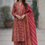 Maroon Color Beautiful handwork Zarna Silk Kurti pant Set.