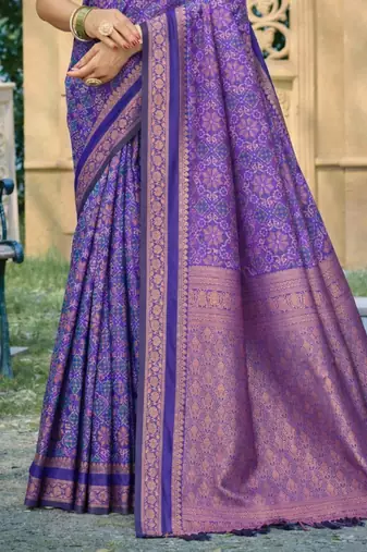 purple soft silk blend woven work traditional saree