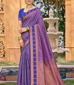 purple soft silk blend woven work traditional saree