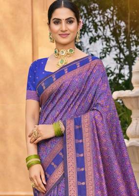 purple soft silk blend woven work traditional saree 2