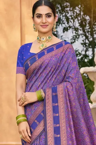 purple soft silk blend woven work traditional saree