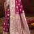 magenta wine silk blend woven work traditional saree