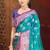 mehendi teal silk blend woven work traditional saree