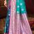 mehendi teal silk blend woven work traditional saree