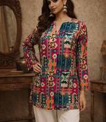 Trending floral digital print muslin silk tunic / stylish short kurti for grilish