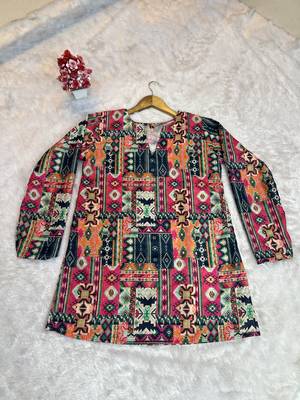  floral digital print muslin silk tunic / stylish short kurti for grilish 5
