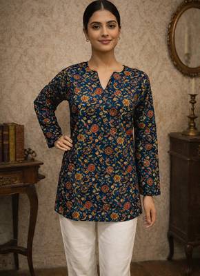 Trending floral digital print muslin silk tunic / stylish short kurti for grilish 1