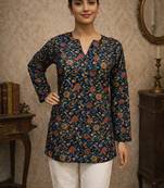 Trending floral digital print muslin silk tunic / stylish short kurti for grilish