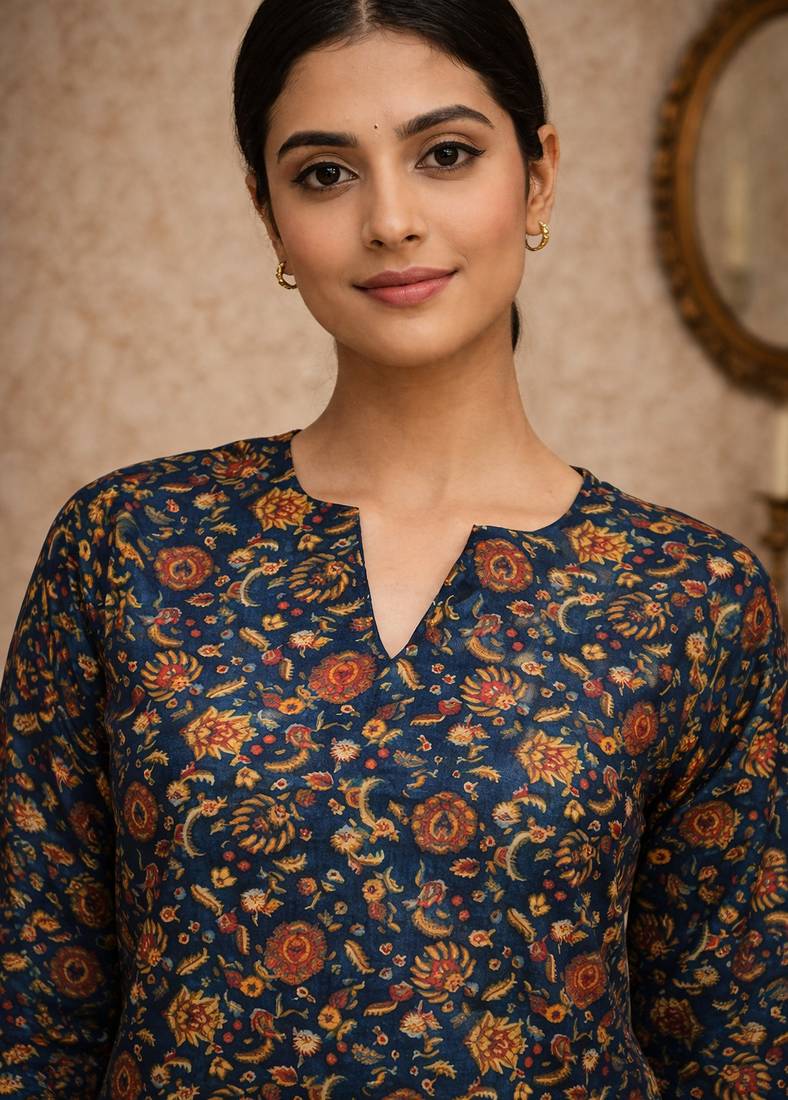 Trending floral digital print muslin silk tunic / stylish short kurti for grilish