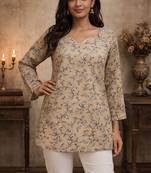 Trending floral digital print muslin silk tunic / stylish short kurti for grilish