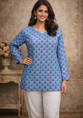  floral digital print muslin silk blend tunic 1