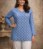 Trending floral digital print muslin silk tunic / stylish short kurti for grilish