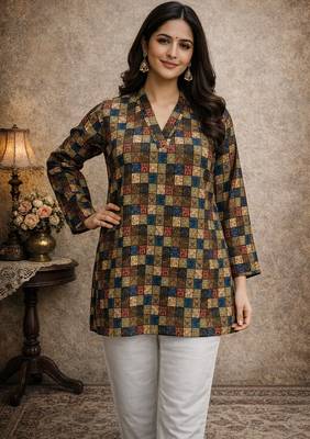  floral digital print muslin silk blend tunic 1