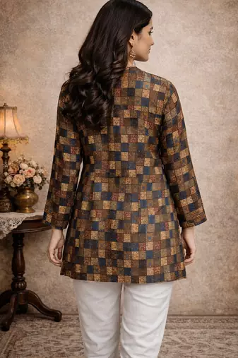  floral digital print muslin silk blend tunic