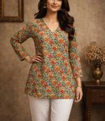 Trending floral digital print muslin silk tunic / stylish short kurti for grilish