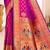 Magenta silk blend saree with peacock zari border