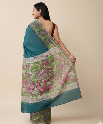Rama peacock green heritage kalamkari saree 3