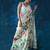 White floral printed linen saree
