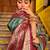Teal green silk blend saree with magenta brocade