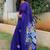 Royal blue painted artistic floral saree