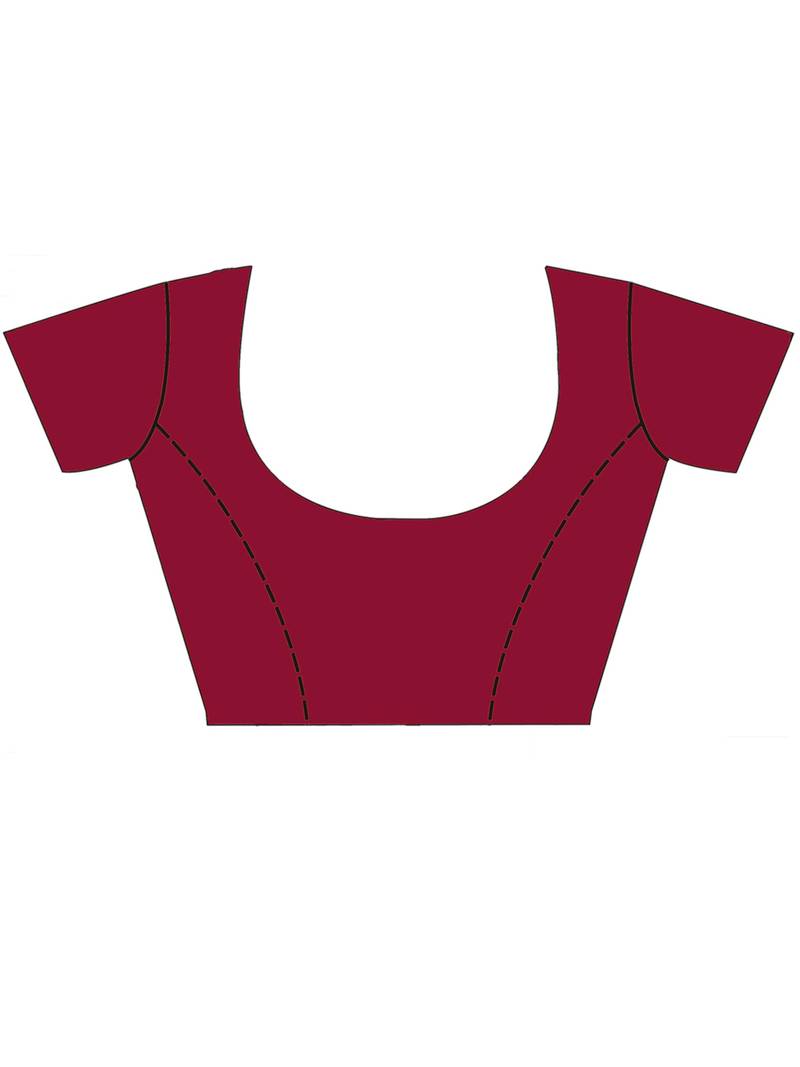 Teal green silk blend saree with magenta brocade