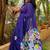 Royal blue painted artistic floral saree