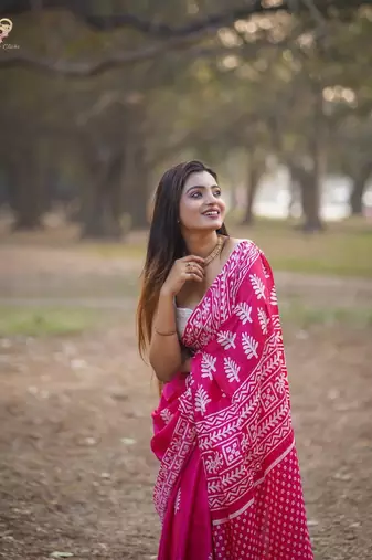 Pink  fuchsia batik inspired saree