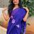 Royal blue painted artistic floral saree
