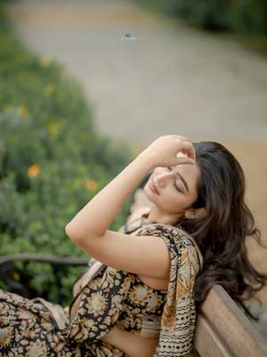 Black ajrakh print linen saree 5