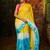Yellow linen printed saree