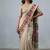 Beige embroidered floral vine saree