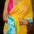 Yellow linen printed saree