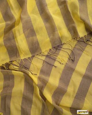 Mustard striped linen saree 4