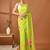 Lime green painted floral saree