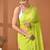 Lime green painted floral saree