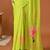 Lime green painted floral saree