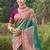 Emerald green and magenta silk blend saree