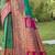 Emerald green and magenta silk blend saree