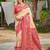Elegant cream and magenta silk blend woven saree