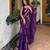 Purple linen block-print saree
