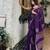 Purple linen block-print saree