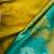 Mustard silk blend saree with teal ikat border